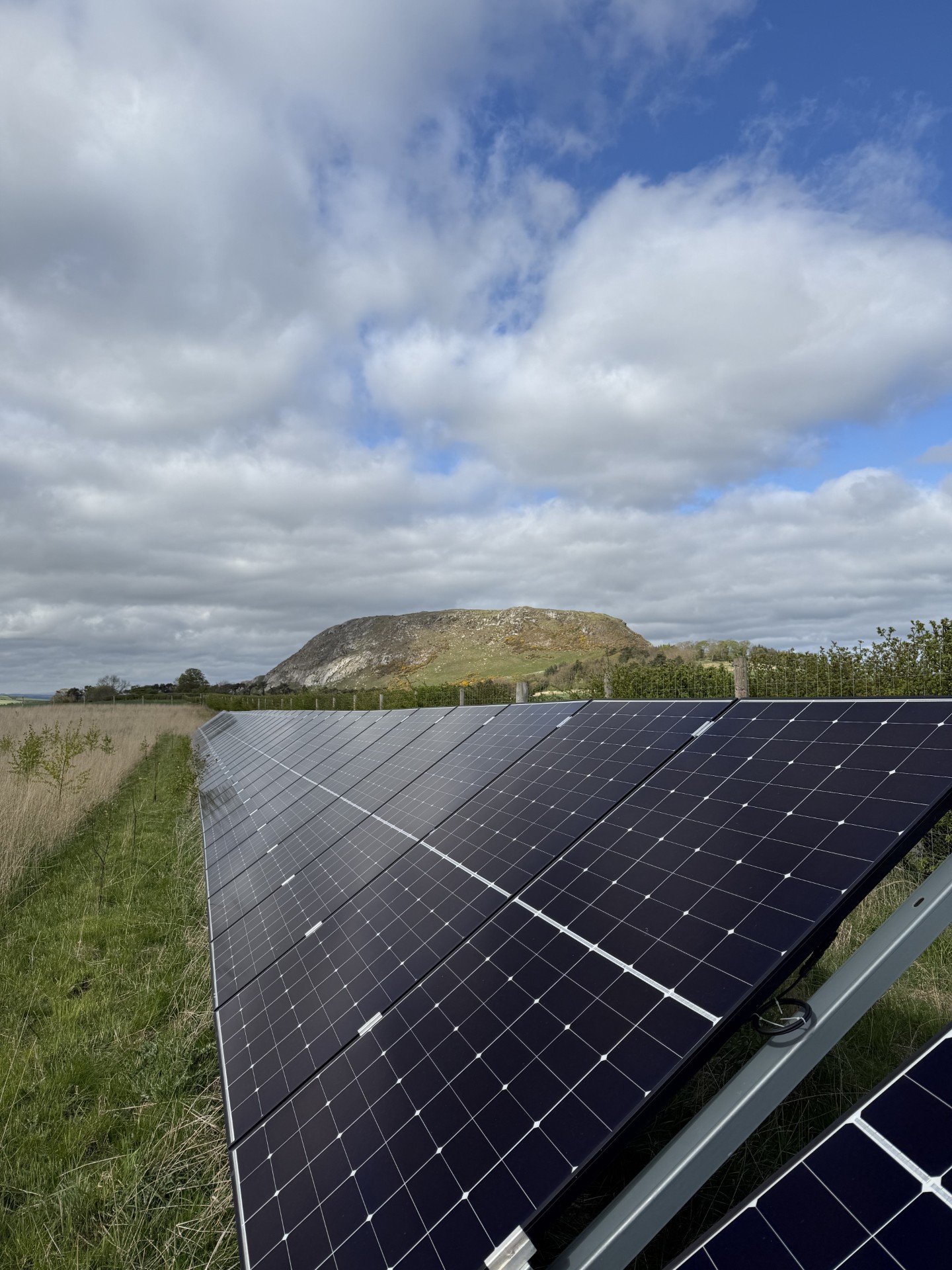Eastern Electric ground-mount solar PV array installed in the Scottish countryside